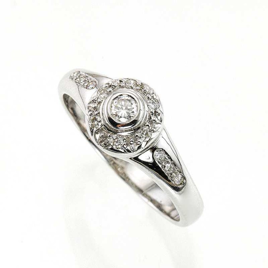 Anillo En Oro Blanco Brillantes Cl Sico | Oro Online