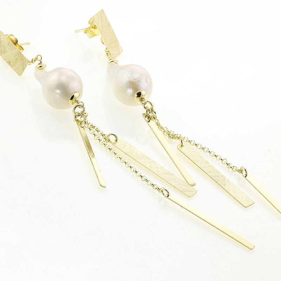 Pendientes Plata Dorada Con Perlas | Roibás Wholesale