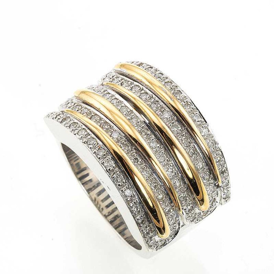 Anillo Ancho En Oro Amarillo Brillantes | Oro Best