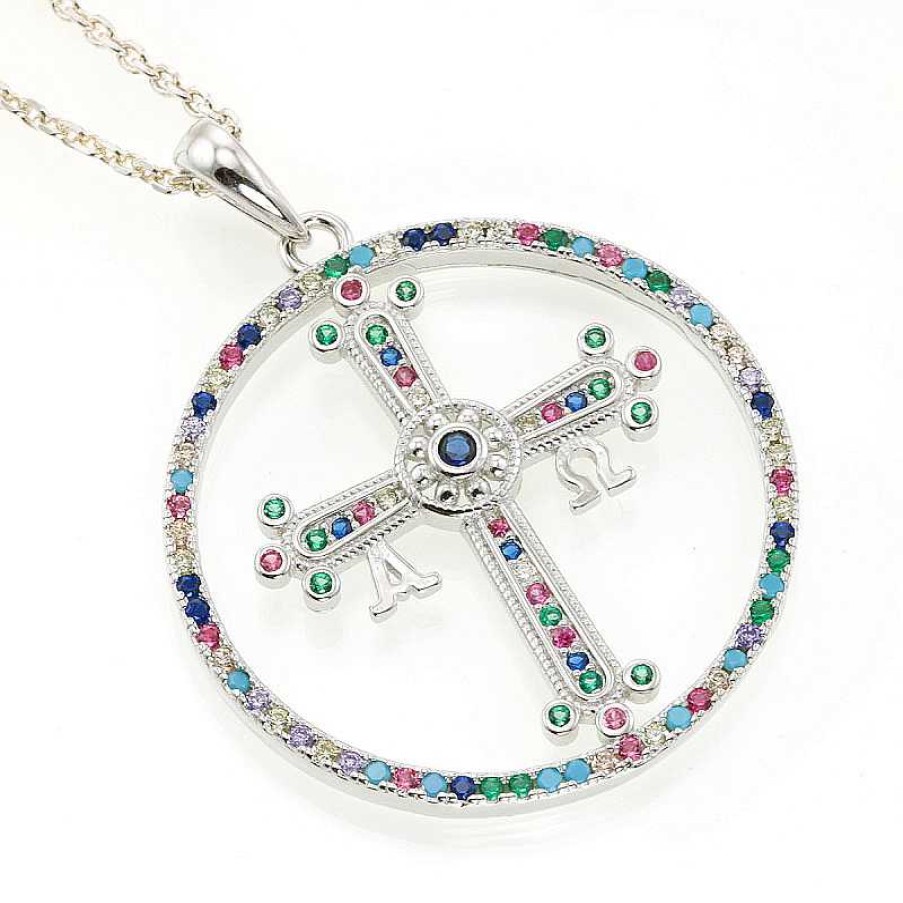 Cruz De La Victoria En Plata Piedras De Color | Plata Clearance