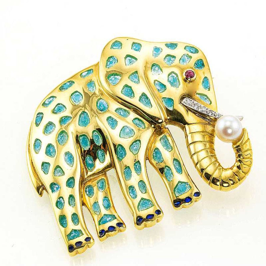 Broche En Oro Amarillo Elefante | Broche en oro amarillo elefante Wholesale