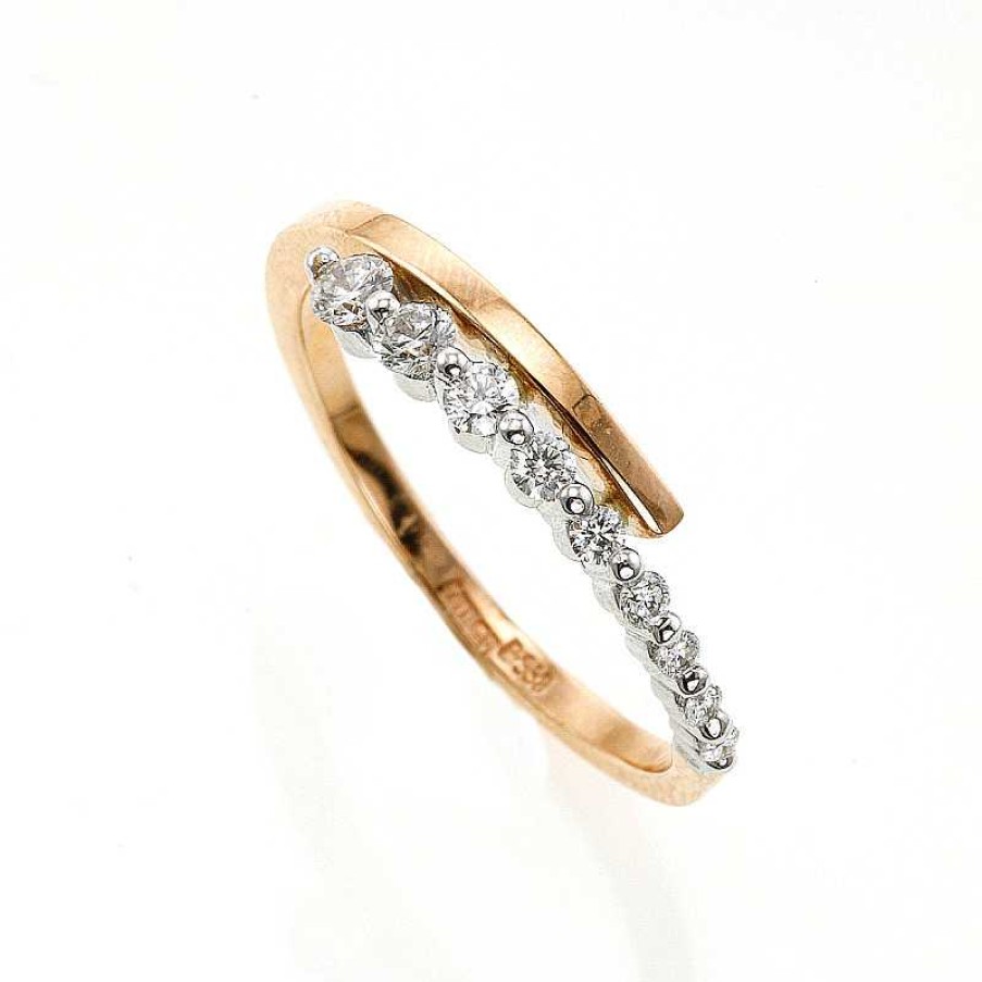 Anillo Oro Rosa Fila Brillantes | Roibás Clearance