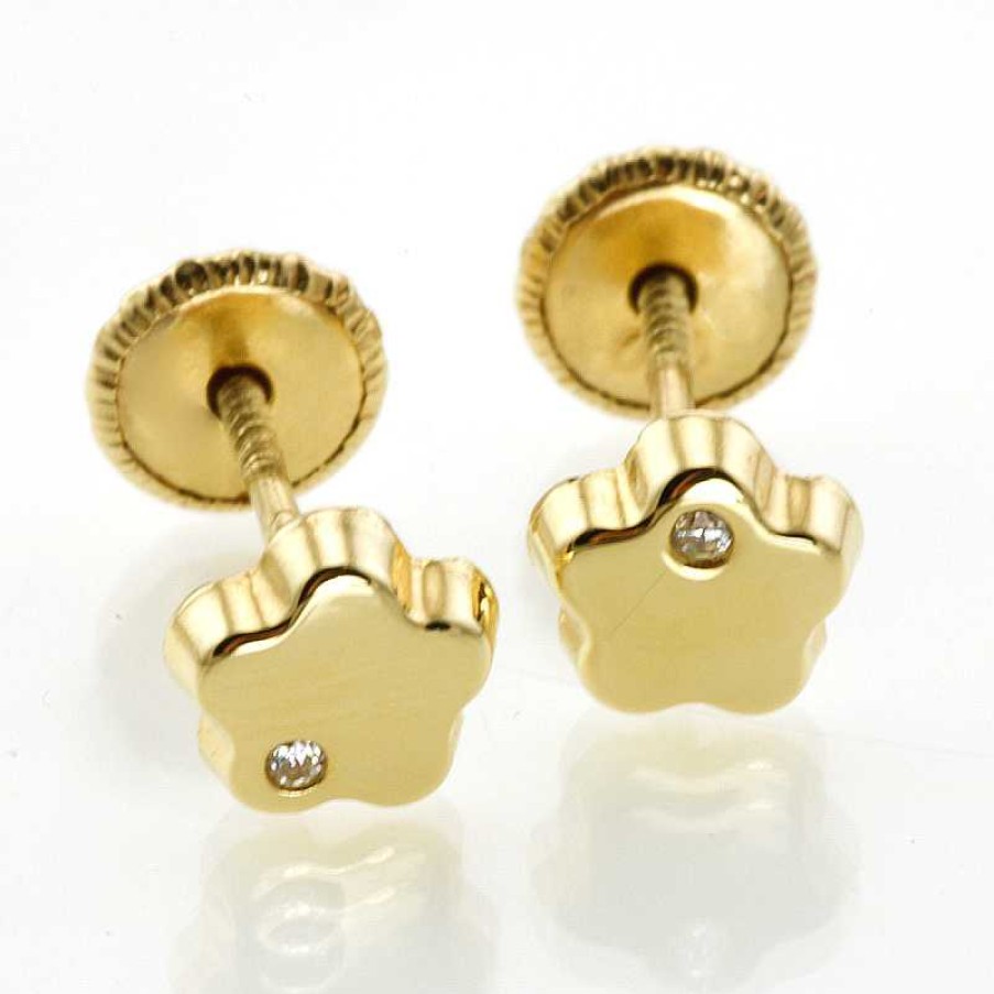 Pendientes Oro Amarillo Detalle Circonita | Para bebés Best