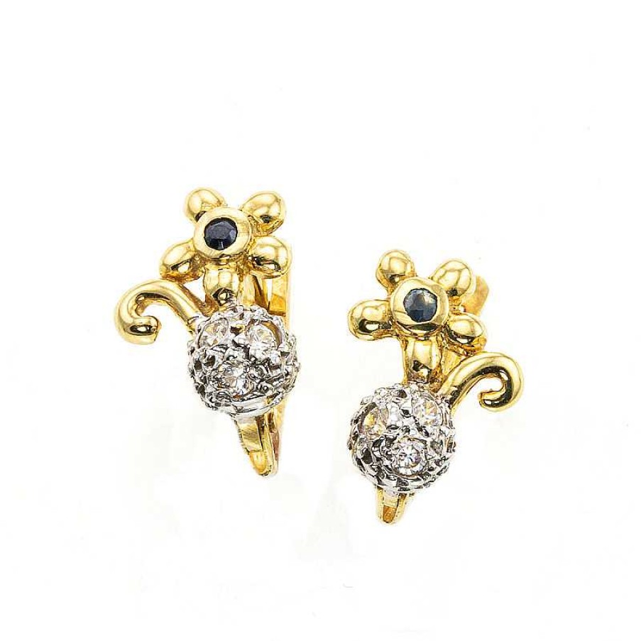 Pendientes Oro Amarillo Circonitas Y Zafiros | Pendientes oro amarillo circonitas y zafiros Wholesale