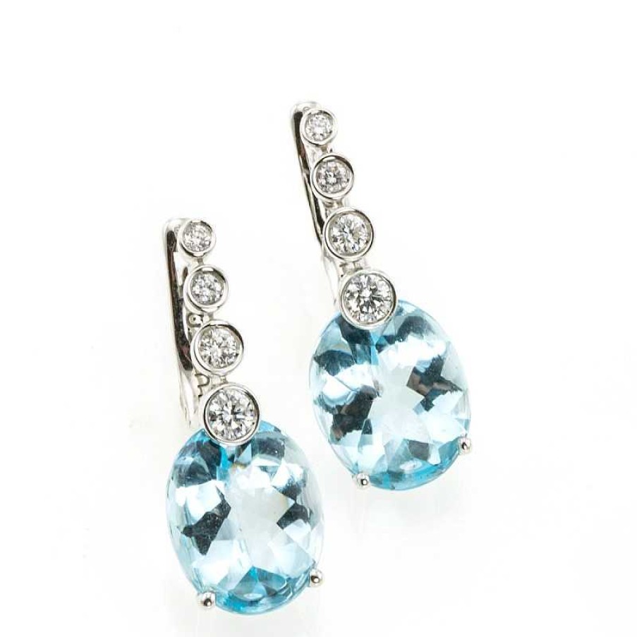 Pendientes Topacio Azul Y Brillantes | Brillantes Online