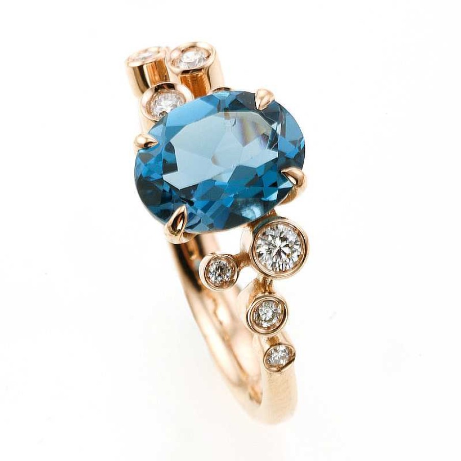 Anillo Oro Rosa Topacio London Blue | Topacio Online