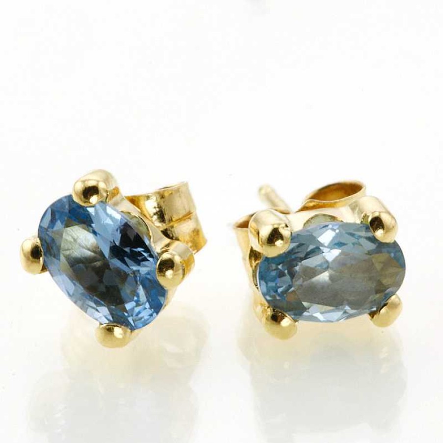 Pendientes Topacio Azul En Oro Amarillo | Pendientes topacio azul en oro amarillo Best