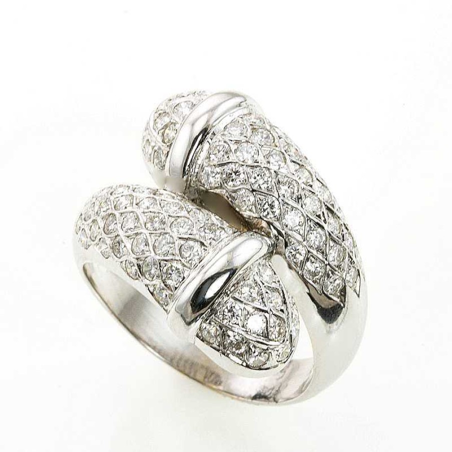 Anillo Ancho Oro Blanco Brillantes | Oro Wholesale