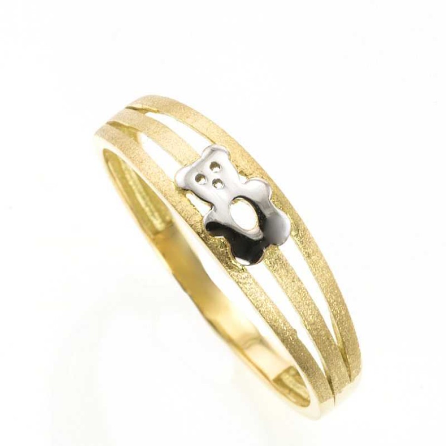 Anillo Oro Amarillo Con Osito En Oro Blanco | Oro Best