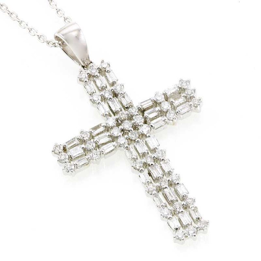 Cruz Oro Blanco Diamantes | Brillantes New