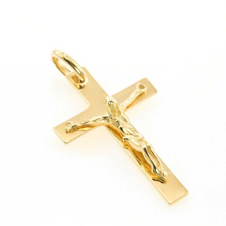 Cruz De Oro Amarillo Con Cristo En Relieve | Oro Best