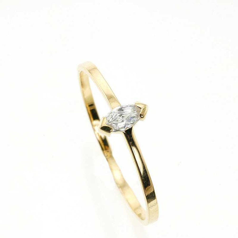 Anillo Oro Amarillo Circonita Talla Maquise | Oro New