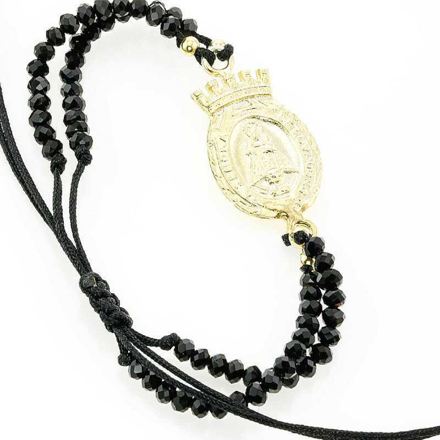 Pulsera Negra Medalla Santina | Pulseras Hot