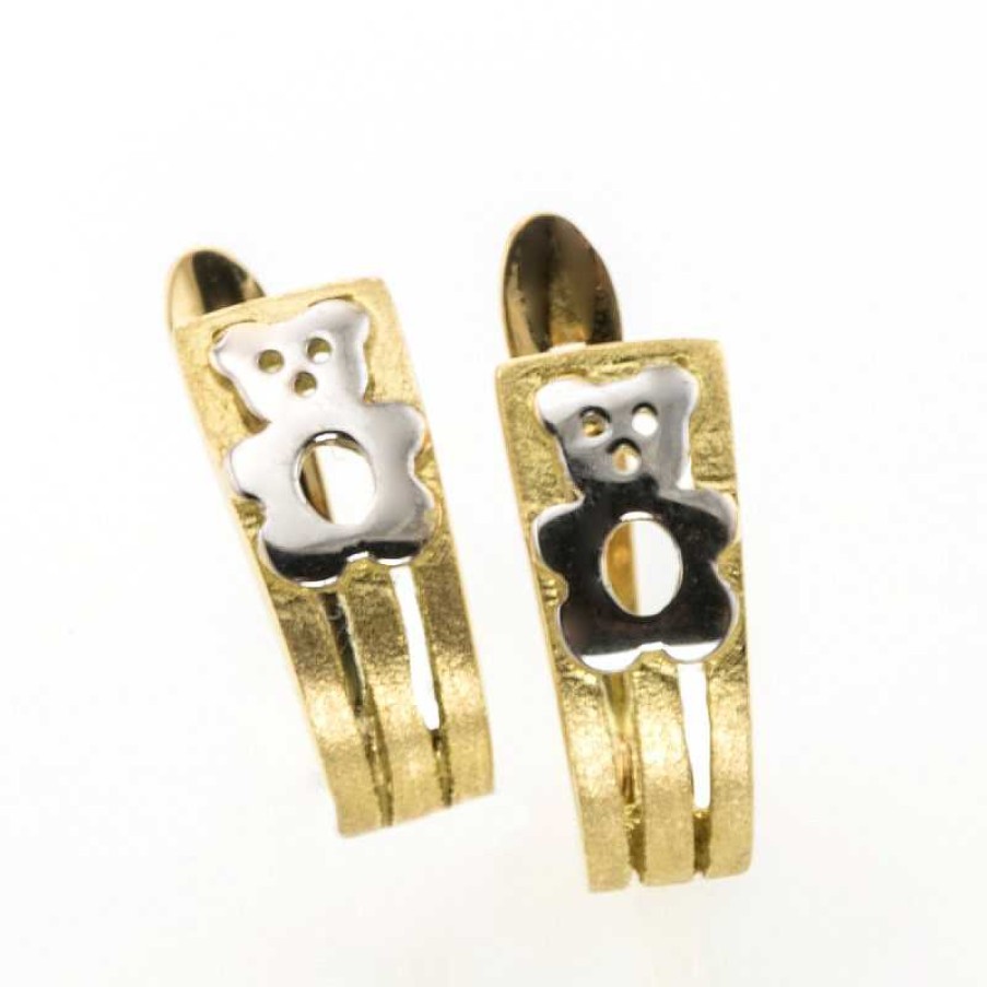 Pendientes Ni A Oro Amarillo Detalle Oro Blanco | Pendientes niña oro amarillo detalle oro blanco Best