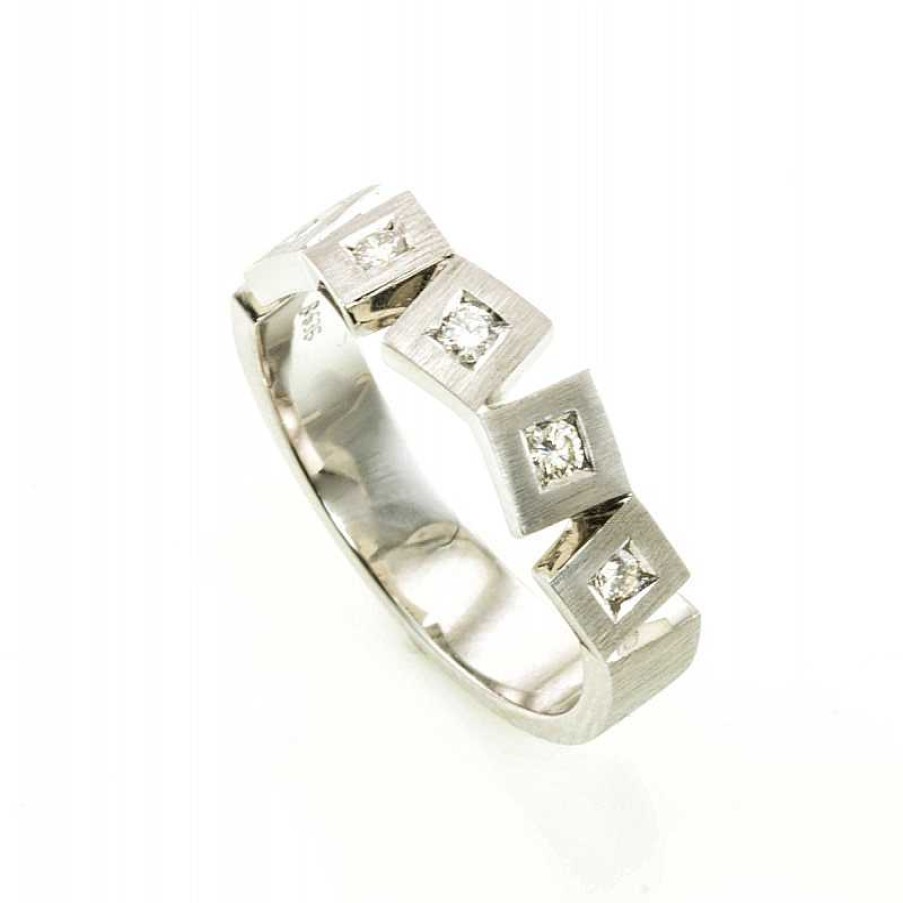 Anillo En Oro Blanco Mate Con Brillantes | Anillo en Oro Blanco Mate con Brillantes Online