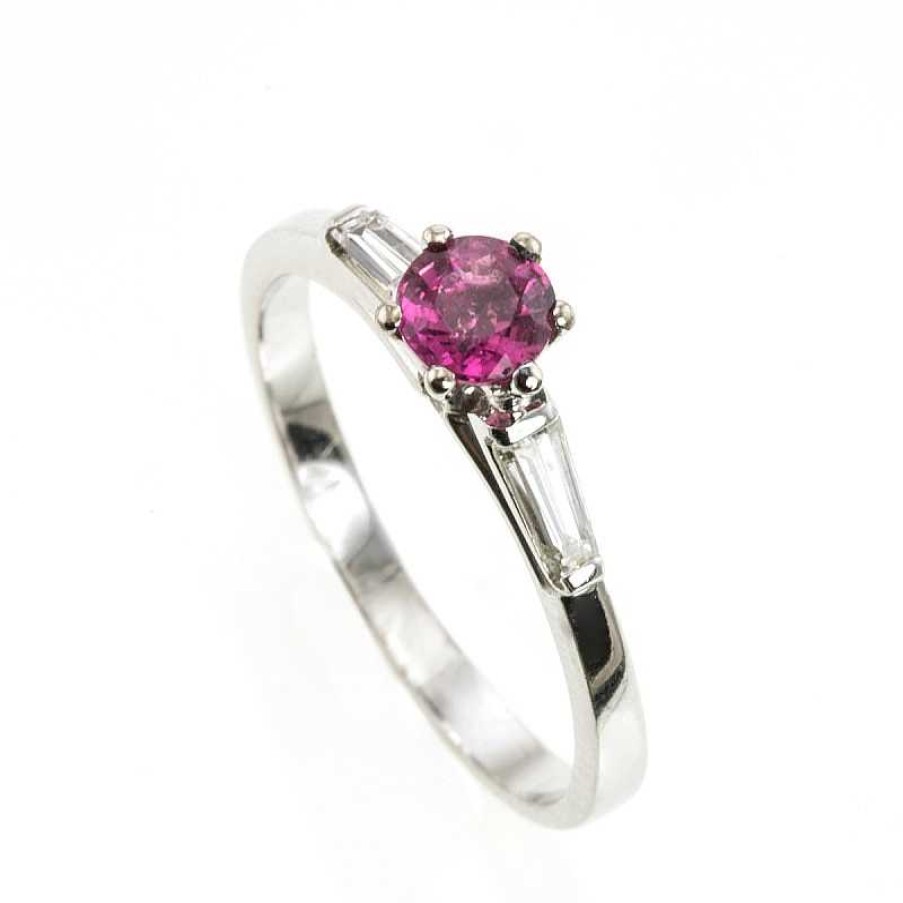 Anillo Oro Blanco Turmalina Rosa Y Diamantes | Oro Wholesale