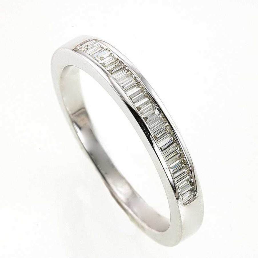 Anillo Oro Blanco Diamantes Talla Baguette | Oro Clearance