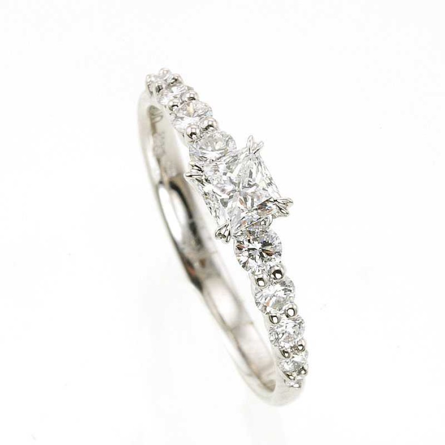 Anillo Oro Blanco Diamante Talla Princesa | Anillo oro blanco diamante talla princesa Clearance