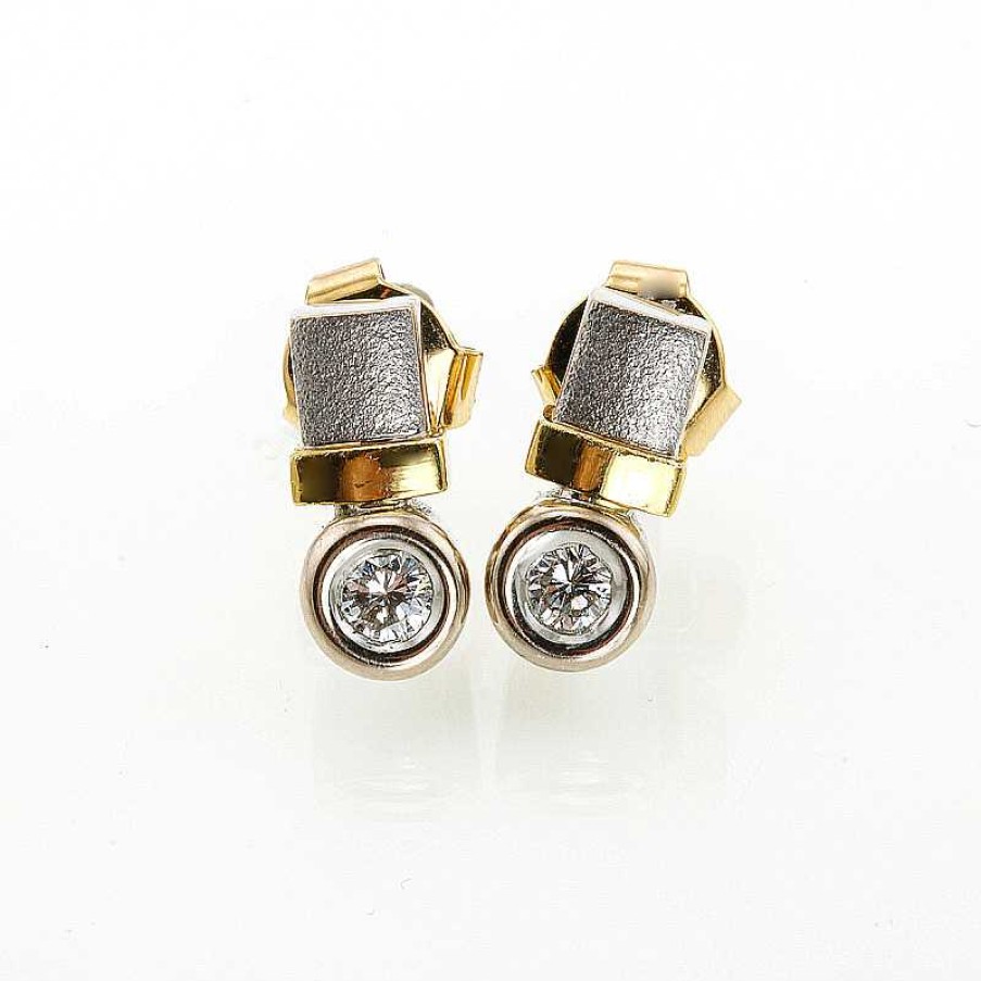 Pendientes En Oro Bicolor Con Brillantes | Brillantes Online