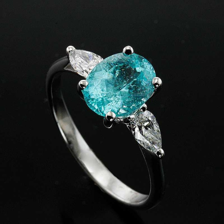 Anillo En Oro Blanco Turmalina Paraiba | Oro Hot