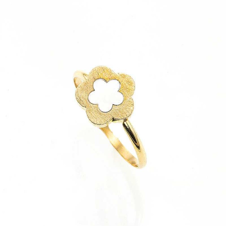 Anillo Oro Bicolor Forma Flor | Anillo oro bi forma flor New