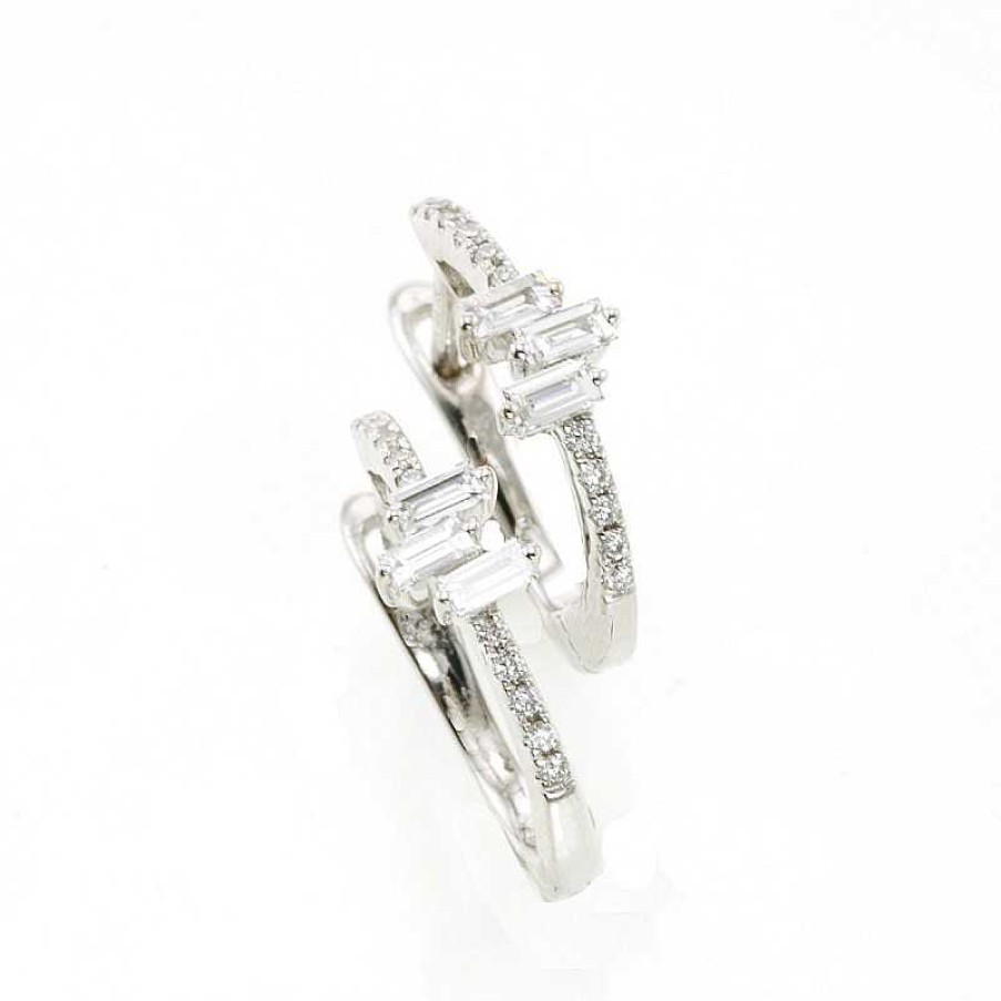 Pendientes Oro Blanco Diamantes Baguettes | Brillantes Online